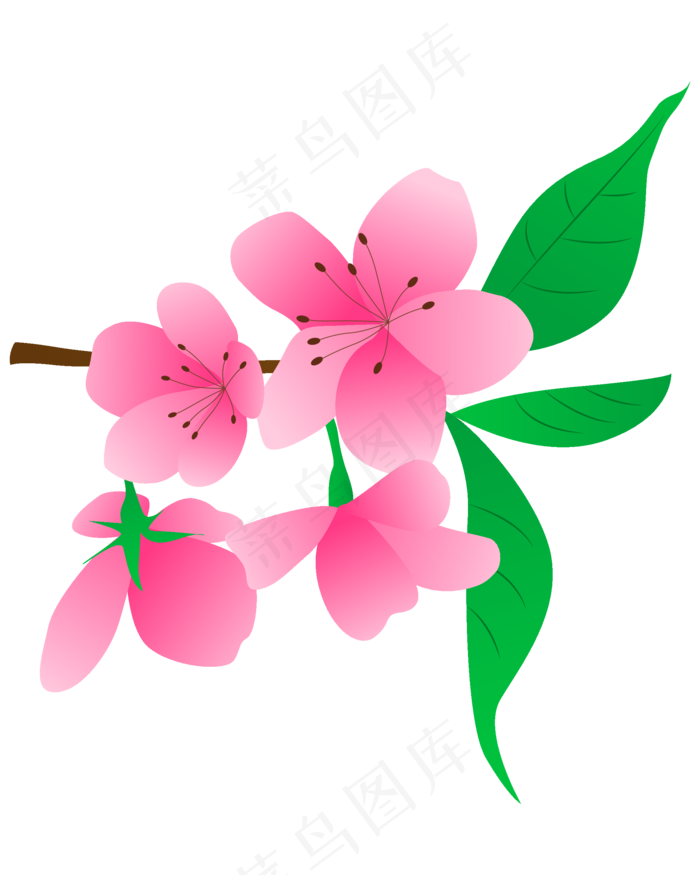 卡通免扣粉色花朵