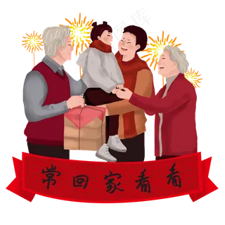 2019猪年春节阖家团聚回家省亲原,免抠元素