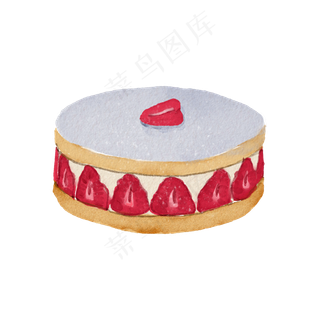 手绘水彩草莓水果生日蛋糕