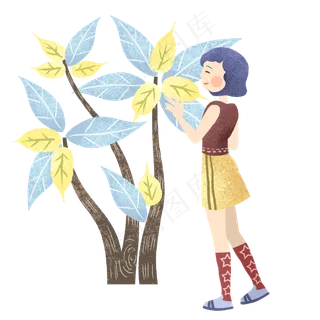 立夏女孩和树木