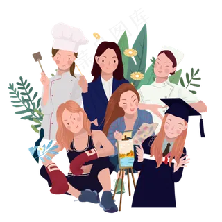 3月8日妇女节女性精英职业PNG,免抠元素