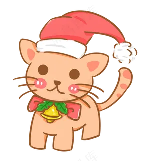 圣诞节平安夜可爱手绘猫咪圣诞帽,免抠元素