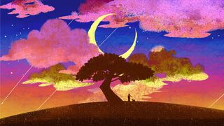 紫色系卡通手绘风缤纷色彩配图