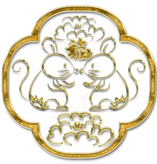 烫金中国风鼠年,免抠元素