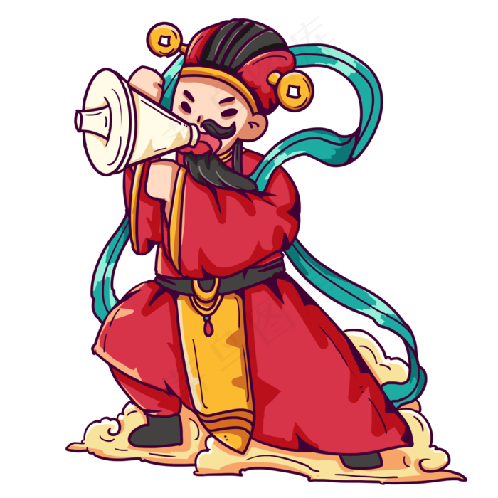 拿着喇叭大喊的财神(2000X2000(DPI:300))psd模版下载