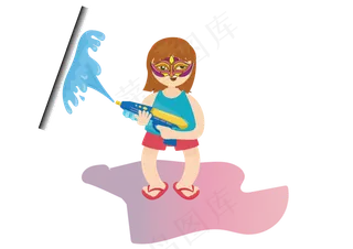 玩水枪可爱的小女孩