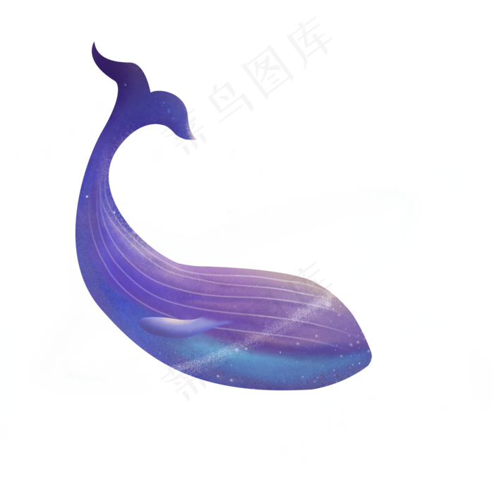 梦幻动物蓝色鲸鱼,免抠元素