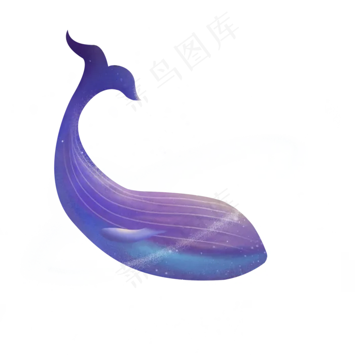梦幻动物蓝色鲸鱼,免抠元素(2000*2000px 300 dpi )psd模版下载