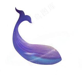 梦幻动物蓝色鲸鱼,免抠元素