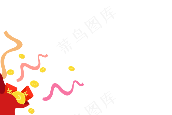 春节红色系矢量电商福袋红包金币,免抠元素