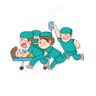 快速推单架急救病人的医生和护士