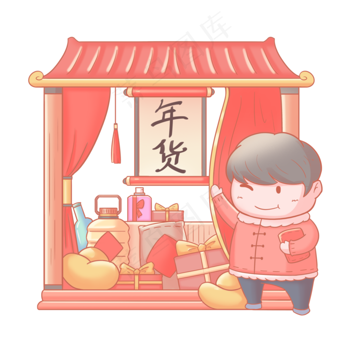 2019农历新年年货节购置年货人物�,免抠元素(4000*4000px 300 dpi )psd模版下载