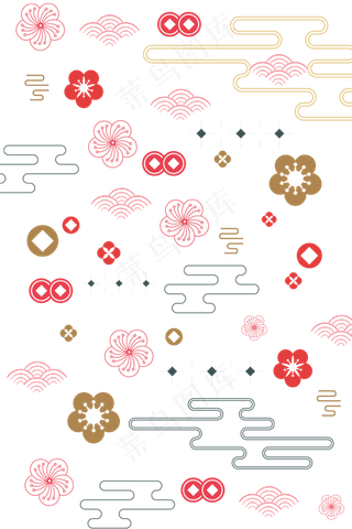 鼠年新年底纹,免抠元素