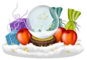 圣诞节平安夜雪地圣诞礼物和平安,免抠元素