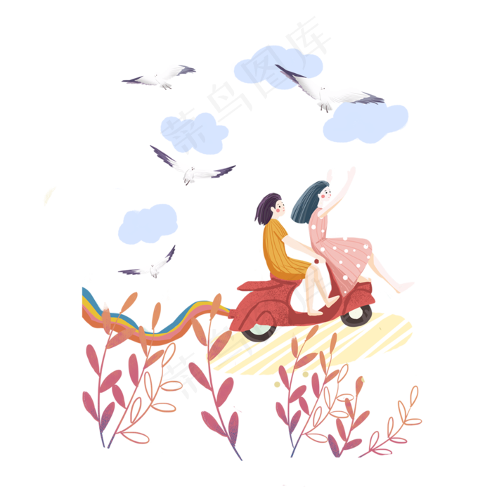 儿童节女孩骑车素材