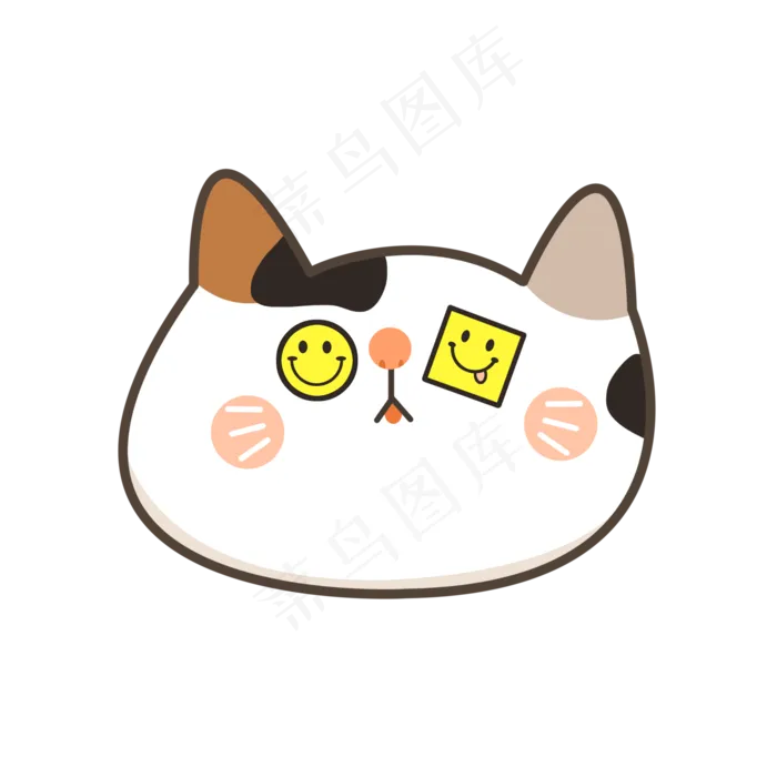 笑脸花猫咪贴纸图案免抠下载(2000X2000(DPI:300))psd模版下载