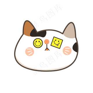 笑脸花猫咪贴纸图案免抠下载