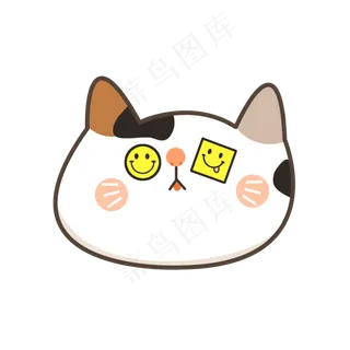 笑脸花猫咪贴纸图案免抠下载