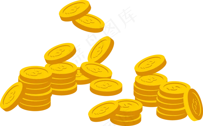 一堆金币矢量素材,免抠元素(1283*799px 300 dpi )ai矢量模版下载