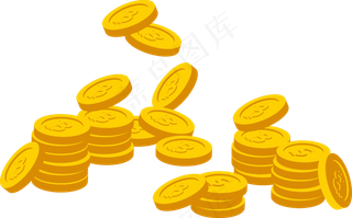 一堆金币矢量素材,免抠元素
