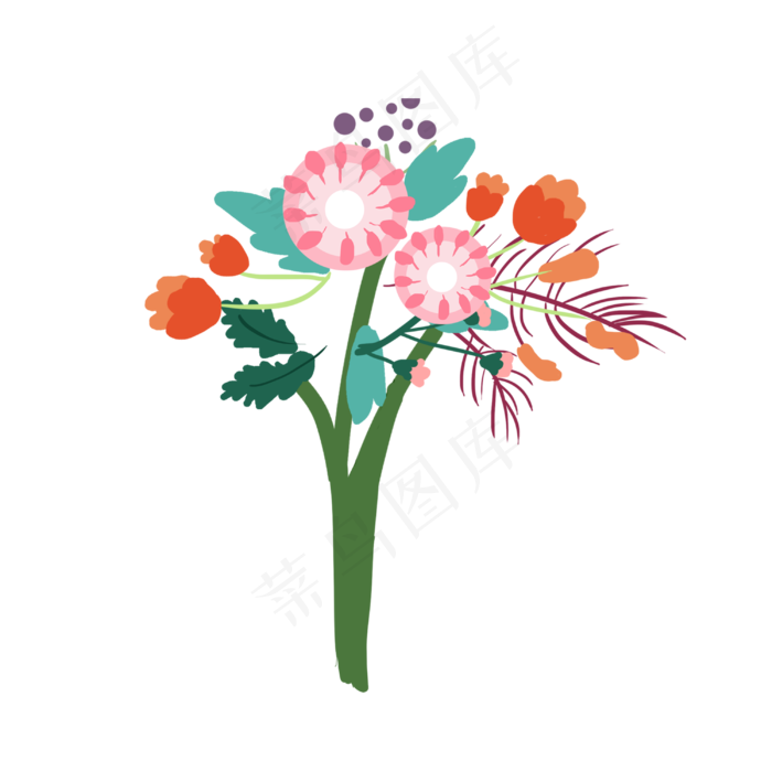 手绘花朵花儿(3000X3000(DPI:300))psd模版下载