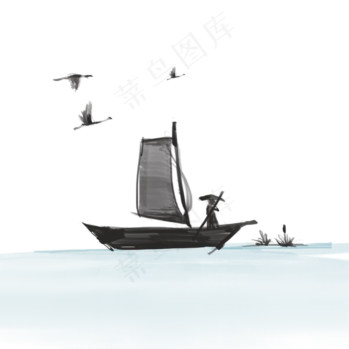 水墨山水画(2000X2000(DPI:300))psd模版下载