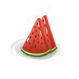 手绘水果一盘西瓜