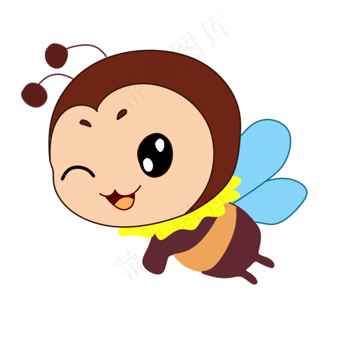 手绘可爱小蜜蜂插画,免抠元素