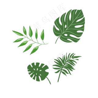 小清新树叶芭蕉,免抠元素
