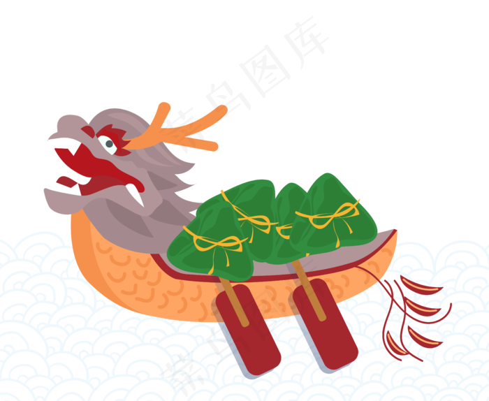 矢量端午节划龙舟素材