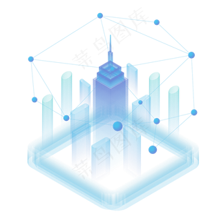 2.5D逐步互联网技术场景的插图,免抠元素