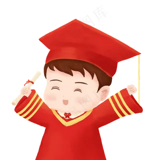 毕业季红色博士帽人物素材