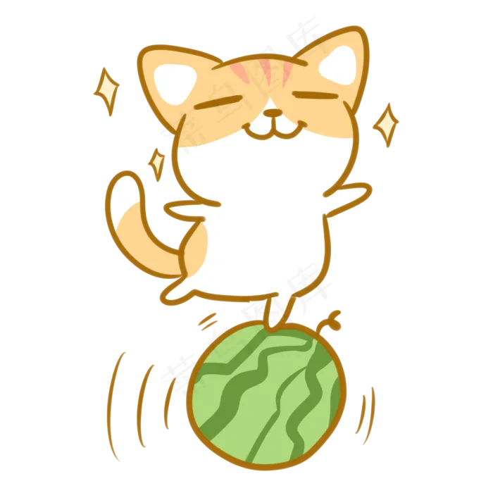 站在西瓜上的橘猫(2100X2100(DPI:300))psd模版下载