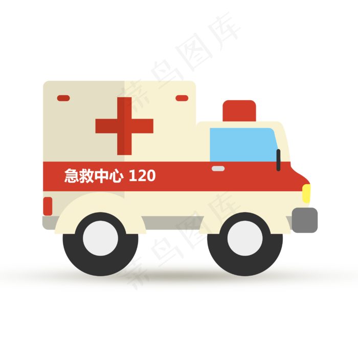 医疗红色扁平化救护车