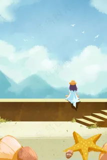 夏日晴空下的少女