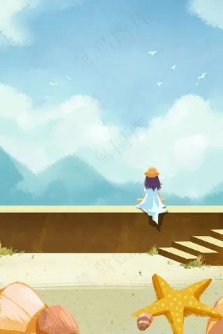 夏日晴空下的少女