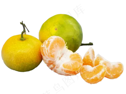 剥皮的绿色橘子