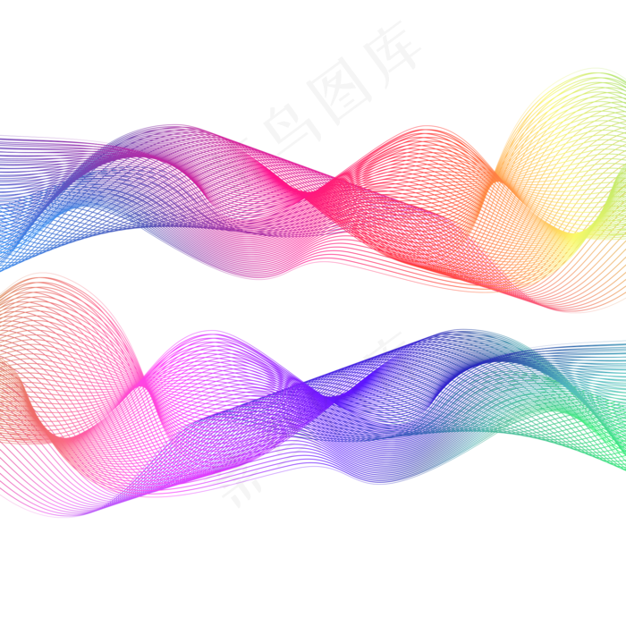 抽象创意彩色渐变线条图案元素,免抠元素