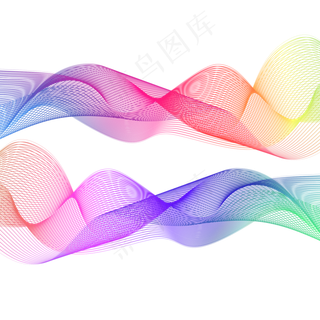 抽象创意彩色渐变线条图案元素,免抠元素