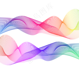 抽象创意彩色渐变线条图案元素,免抠元素