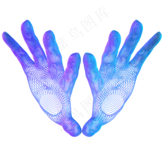 科技智能双手魔幻数据点状黄色蓝,免抠元素