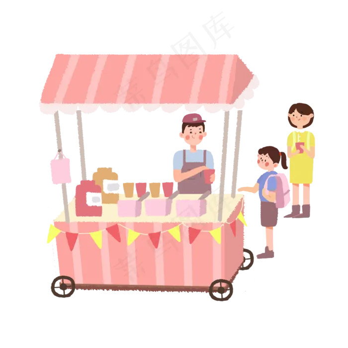 六一儿童节可爱的饮料车(2480X2480(DPI:300))psd模版下载