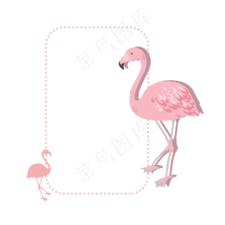 卡通立体火烈鸟标签,免抠元素