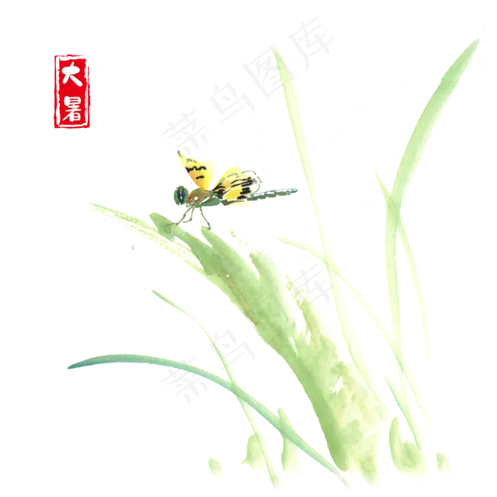 大暑草叶上的蜻蜓(4724X4724(DPI:300))psd模版下载
