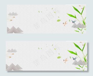 谷雨水墨中国风食品柳叶banner