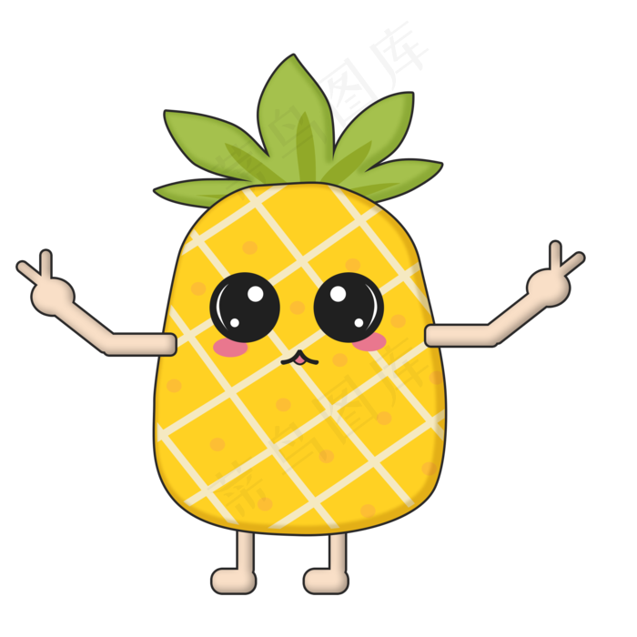 卡通Q版菠萝png素材