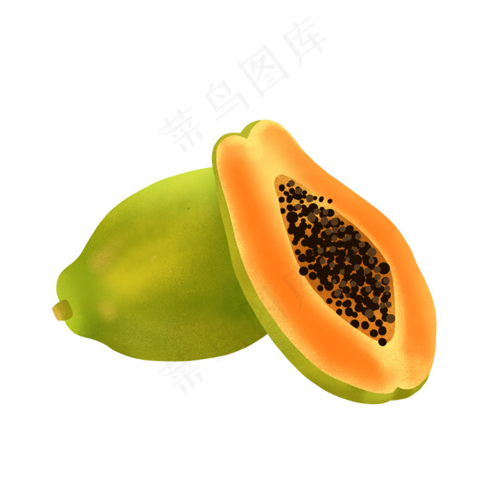 逼真手绘木瓜PNG免抠素材