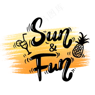 夏季英文装饰涂鸦字体4