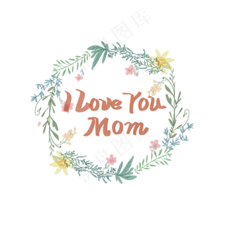 母亲节水彩边框字样