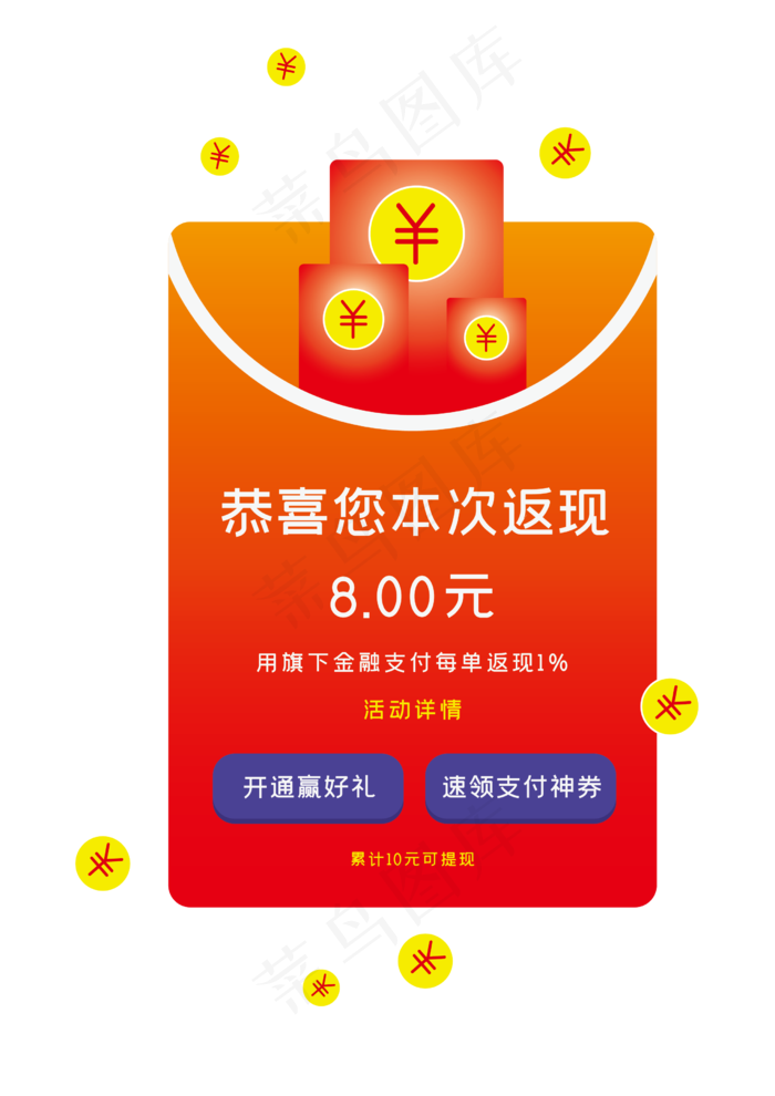 红包返现弹窗界面设计,免抠元素
